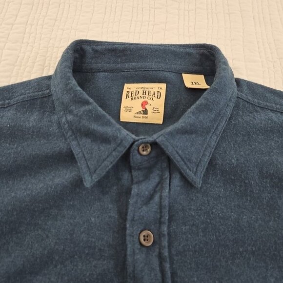 Red Head Brand Co. 2 Pocket Heavy Blue Flannel Shirt Men's 2XL Long Sleeve EUC - Picture 5 of 15